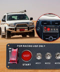 12V Racing Car Ignition Switch Panel 5 In 1 with Engine Start Button, LED Toggle Switches, Carbon Fiber Look in vehicle dashboard