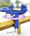 Mini Home Clamp-On Vise With Nylon Jaws, 2-Inch Jaw, 2.2-Inch Opening, Lightweight 1470g, The Go-To Tool For Electronics, Jewelry, Hobby, Model Making And Small Bench Projects on wood bench