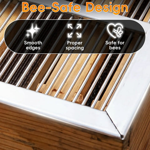 Pro Grade Heavy Duty Galvanized Queen Excluder For 10 Frame Langstroth Beehives 4 Pack showing smooth edges and spacing design.