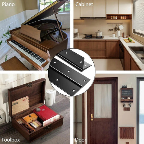 Rock Solid Four Foot Continuous Piano Hinge Built Tough As Nails With Zero Rust Black Stainless Steel Includes Screws in cabinet and toolbox.