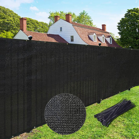 Privacy Screen For Fences 6 Ft By 50 Ft Heavy Duty Shade Cover With Brass Grommets Black Outdoor Back Yard Customizable Weather Resistant HDPE For Superior Privacy And UV Sun Shield Built Tough To Last