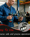Man using Universal Magnetic Ratcheting Drill Chuck Key Three In One Electric Drill And Drill Press Spanner in workshop.