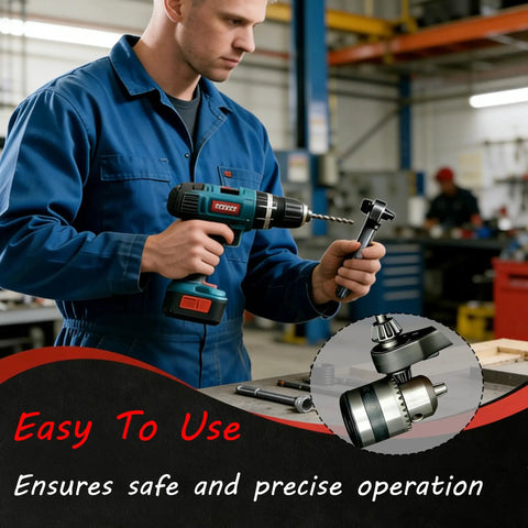 Man using Universal Magnetic Ratcheting Drill Chuck Key Three In One Electric Drill And Drill Press Spanner in workshop.