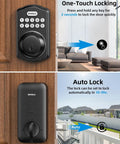Smart Keypad Deadbolt With Handle, Keyless Front Door Lock No Keys Needed, Auto Lock, Anti Peeking Password, 20 User Codes