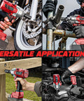 Pro Level Cordless Impact Wrench 3 8 Inch Plays Nice With Milwaukee 18 Volt Batteries shown in various applications.