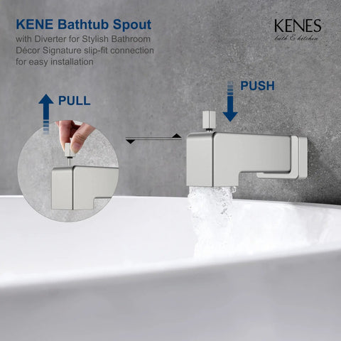 Top Shelf Brushed Nickel Shower Set With Tub Faucet And Swivel Head Bathroom Trim Kit with diverter for easy installation.