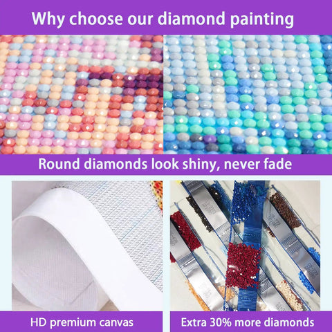 Close-up of 5D Diamond Painting Kit For Beginners With Ancient Tree Full Drill Diamond Art showcasing sparkle and materials.