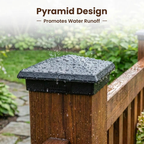 Built Tough Aluminum Pyramid Post Cap For True 3.5-Inch Wood Posts Weather Resistant Black Outdoor Deck And Fence Cover