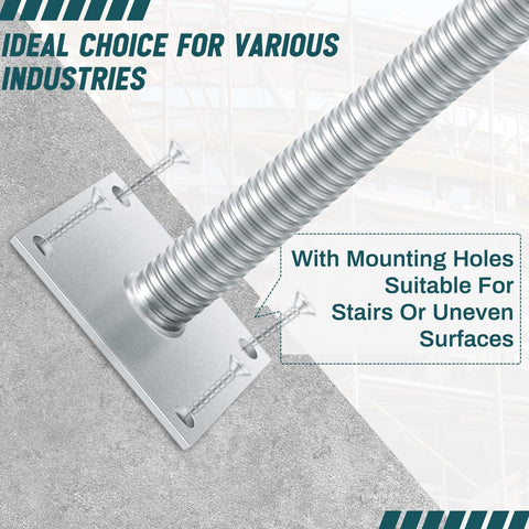 Heavy Duty Adjustable Leveling Jacks With Base Plate For Baker Scaffold System showing galvanized steel plate with mounting holes.