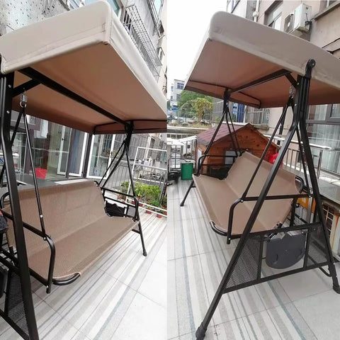 Outdoor Swing Canopy Replacement Cover For 3 Seater Porch Swing Waterproof Top Shade For Patio And Garden Durable Polyester