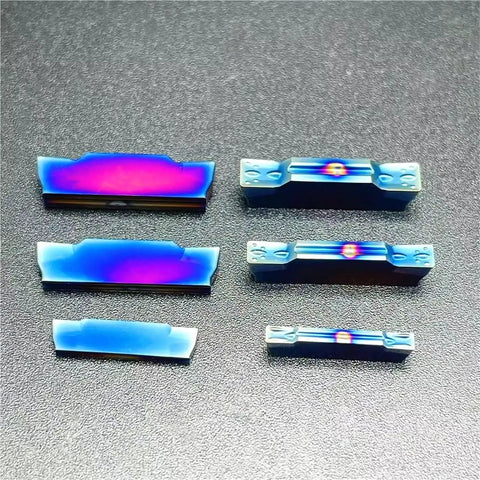 10Pcs CNC Grooving Carbide Inserts For Stainless Steel And Metal Lathe Tools Pro Grade MGMN200G KT7030, Ideal For Steel Iron Aluminum Alloy Machining, Durable Cutting Inserts For Lathe Turning displayed on a textured surface