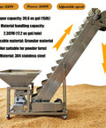 Dinenovate Heavy Duty Z Type Bucket Elevator 6.5ft Lifting Height Stainless Steel Conveyor For Farm Or Factory Bulk Material Handling 220V with hopper and conveyor.