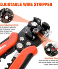 Close-up of All In One Wire Stripper Tool Kit With 266 Pieces Self Adjusting 8 Inch Automatic Wire Stripping Tool showing tension knob.