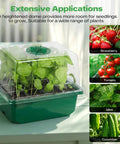 4 Pack Seed Starter Tray With Self Heating And Humidity Control Domes for Indoor Gardening, shown with visible plants under a clear dome.