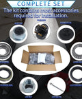 Complete set of accessories for Tough As Nails Trailer Wheel Hub Kit for 2000 lb straight axles with 4 on 4 inch bolt pattern.