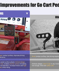 Comparison of go kart pedals, showing heavy duty go kart pedals kit with brake and throttle pedals replacement versus standard model.