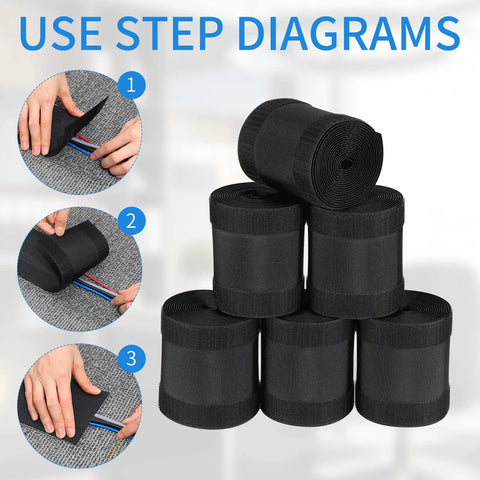Carpet Cord Cover And Cable Protector Floor Strip For Commercial Office Carpets 59.06 Ft Black Easy Hook And Loop Cable Management