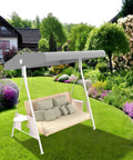 Outdoor Swing Canopy Replacement Cover For 3 Seat Gray Waterproof Swing Covers Universal Fit For Patio in garden setting