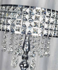 Modern Black Floor Lamp With K9 Clear Glass Crystals, three light crystal glass lamp detail with hanging crystals