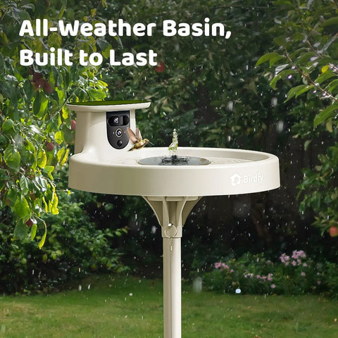 Smart Bird Bath With Dual Lens Camera Solar Powered Fountain Stand For Bird Watching Auto Capture Bird Videos And AI Identification