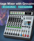 8 Channel Audio Mixer With MP3 Player USB Recording And Grouping 2 AUX Interfaces 99 DSP Effects For Pros