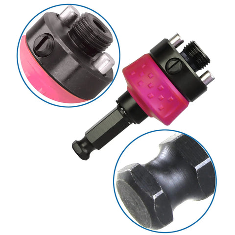 Fast Change Hole Saw Mandrel With 7/16 Inch Shank Quick Connect Arbor for 9/16 to 10 Inch Hole Saws, close-up details