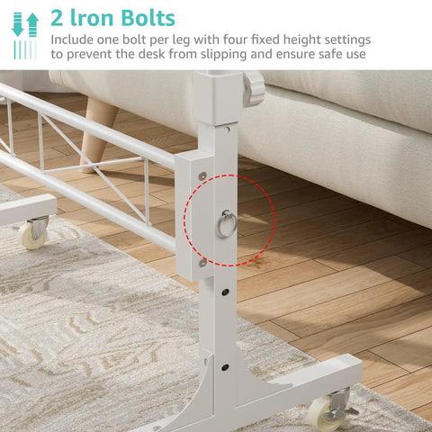 Iron bolts and wheels on Portable Treadmill Walking Pad Desk On Wheels With Height Adjustable Stand Up Table For Home Office