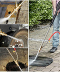 Dustless Wet Sandblasting Kit for Pressure Washer 5000 PSI with Replacement Nozzle Tips Glasses Protection in use on various surfaces