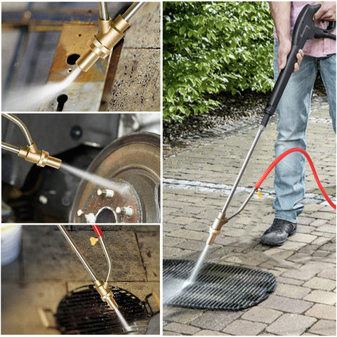 Dustless Wet Sandblasting Kit for Pressure Washer 5000 PSI with Replacement Nozzle Tips Glasses Protection in use on various surfaces