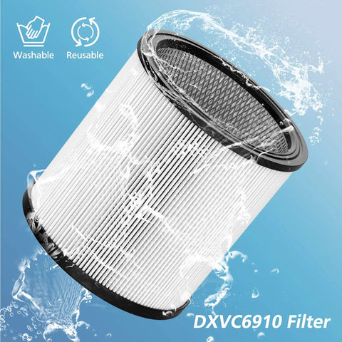 DXVC6910 Cartridge Filter Replacement For Wet Dry Vacuums DXV Series 06P 09P 10P 12P 14P 16P 2 Pack Easy Snap In Fit