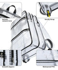 Badass Clear Pvc Engineer Tool Backpack Featuring Quick Access Grid Pockets Anti Static Waterproof Construction Slick Zippers showing grid pockets and smooth zippers.