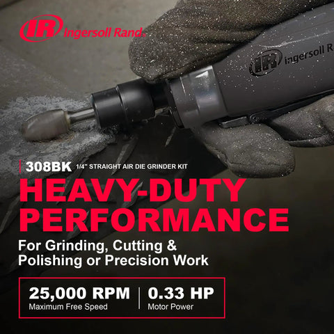 Grease Monkey Approved 1/4 Inch Collet Air Die Grinder Kit with 25,000 RPM motor used for precision grinding and polishing.