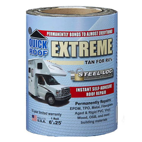 Quick Roof Extreme Tan Self Adhesive Roofing Tape Roll 6 Inch By 25 Feet For EPDM Metal Wood PVC Fiberglass And More Made In USA