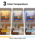 Next Level Wireless Picture Light For Wall With 8000Mah Battery And Remote For Large Portraits Sleek Brass Build Heavy Duty Setup Quick Install illuminating three color temperatures over artwork.
