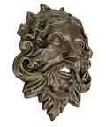 Top Tier Green Man Wall Decor, Slick 9.75 Inch Heavy Duty Cast Iron Plaque, Solid Bronze Finish, intricate wall art design