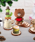 Unfinished Natural Wood Slices With Bark - 20 Pcs 3.5-4 Inch Wood Craft Kit for DIY Projects displayed with toys and decor items