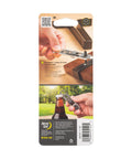 Back of packaging showing DoohicKey Ratchet Key Tool Keychain Friendly Pocket Multitool with carabiner clip and bottle opener demo.