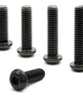 Heavy Duty Size 4-40 Button Head Socket Cap Screws One Eighth Inch Long black oxide coated screws with flush heads.