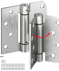 Tough As Nails 2 Pack 4 Inch Self Closing Door Hinges Square Shape With Rounded Edge Profiles and Full Stainless Mounting Kit
