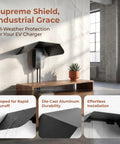 Heavy Duty Aluminum Wall Mount EV Charging Station Rain Shield Weatherproof Canopy with sloped design for rain runoff.