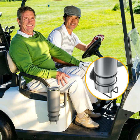 Heavy Duty Magnetic Cup Holder With 12 Strong Magnets Delivers 20 Lb Holding Power attached to golf cart securing drink