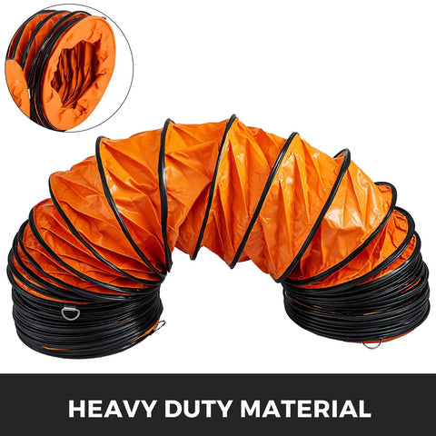 Heavy duty 25 Foot PVC Flexible HVAC Duct Hose for 10 Inch Exhaust Fans Flame Retardant with spring reinforcement, coiled view