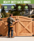 Hardcore 270 Degree Double Layer Butt Hinges For Wood Gates And Fences on wooden gate with worker for easy installation.