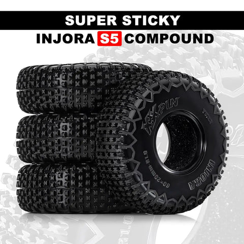 S5 60x20mm XHX Pin Tire For SCX24 FCX24 1/18 1/24 RC Crawlers - Super Sticky INJORA S5 Compound