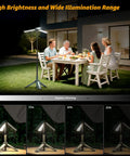 Rechargeable Camping Lantern With Stand and Telescopic Pole 8000mAh Power Bank in garden during family dinner