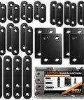 Heavy Duty 100 Piece Stainless Steel Flat Plate Straight Brackets 36mm To 76mm Tough As Nails Corner Brace Kit For Furniture Reinforcement with assorted sizes on display.