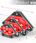 Six Magnet Welding Set With 2x25Lb 2x50Lb 2x75Lb Arrow Holder, size dimensions shown for 45 90 135 degree alignment