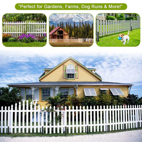 Various fences surrounding gardens and homes, ideal for Set Of 4 Heavy Duty Fence Post Repair Anchors With Adjustable Width Ground Stakes.