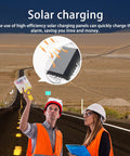 Two workers using Solar Powered 360 Degree Strobe Warning Light With Auto On Off For Construction Sites Docks Marine And Factory Safety Ultra Bright Flashing Emergency Signal
