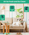 Living room scene with a dog on the sofa showcasing Replacement Air Purifier Filter Compatible With Whirlpool AP450 AP45030HO and AP510 Models for cleaner air